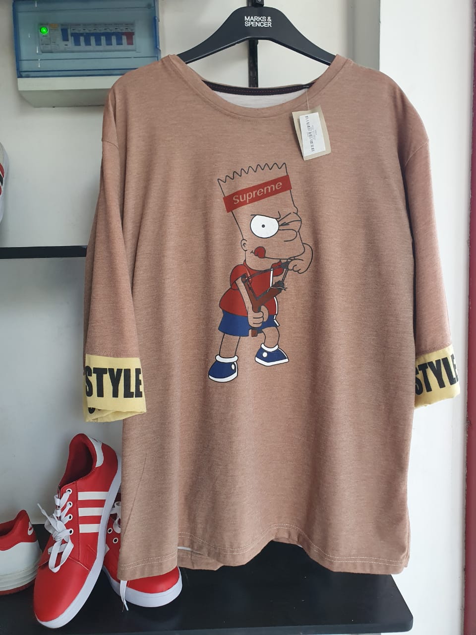 spreme drop shoulder tshirt